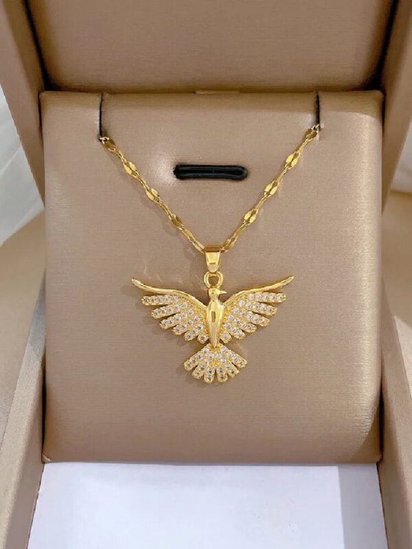 Gold Stainless Steel Eagle Pendant Necklace - Image 2