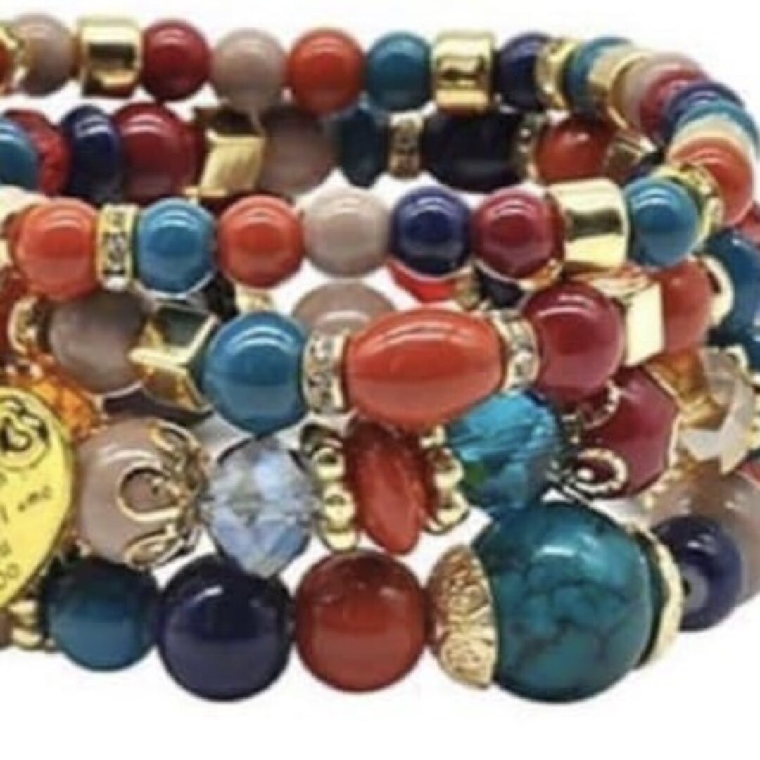 Handmade Bohemian Crystal Beads Bracelets with Heart Pendant