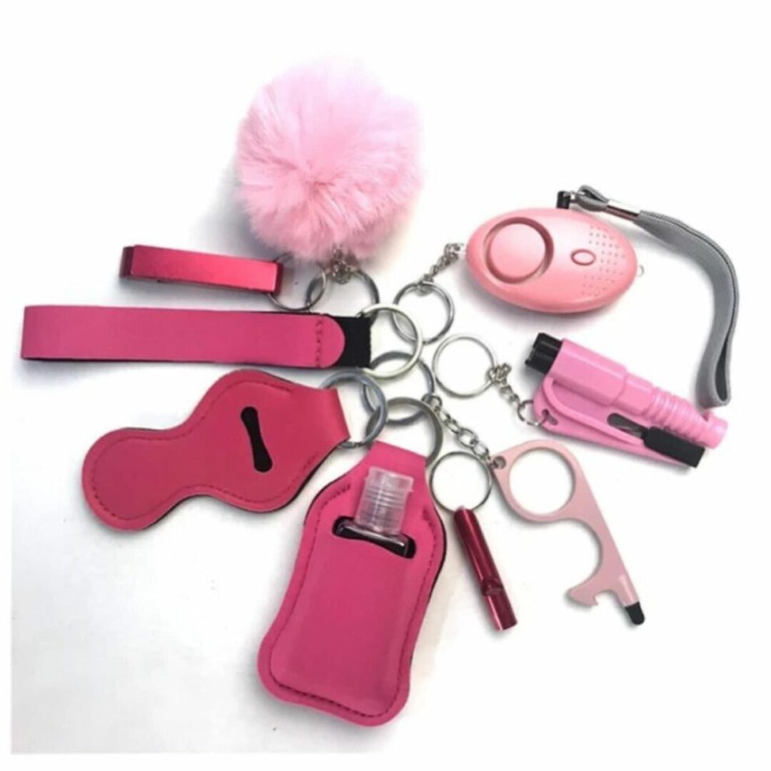 10pcs Pink Self Defense Keychain Set