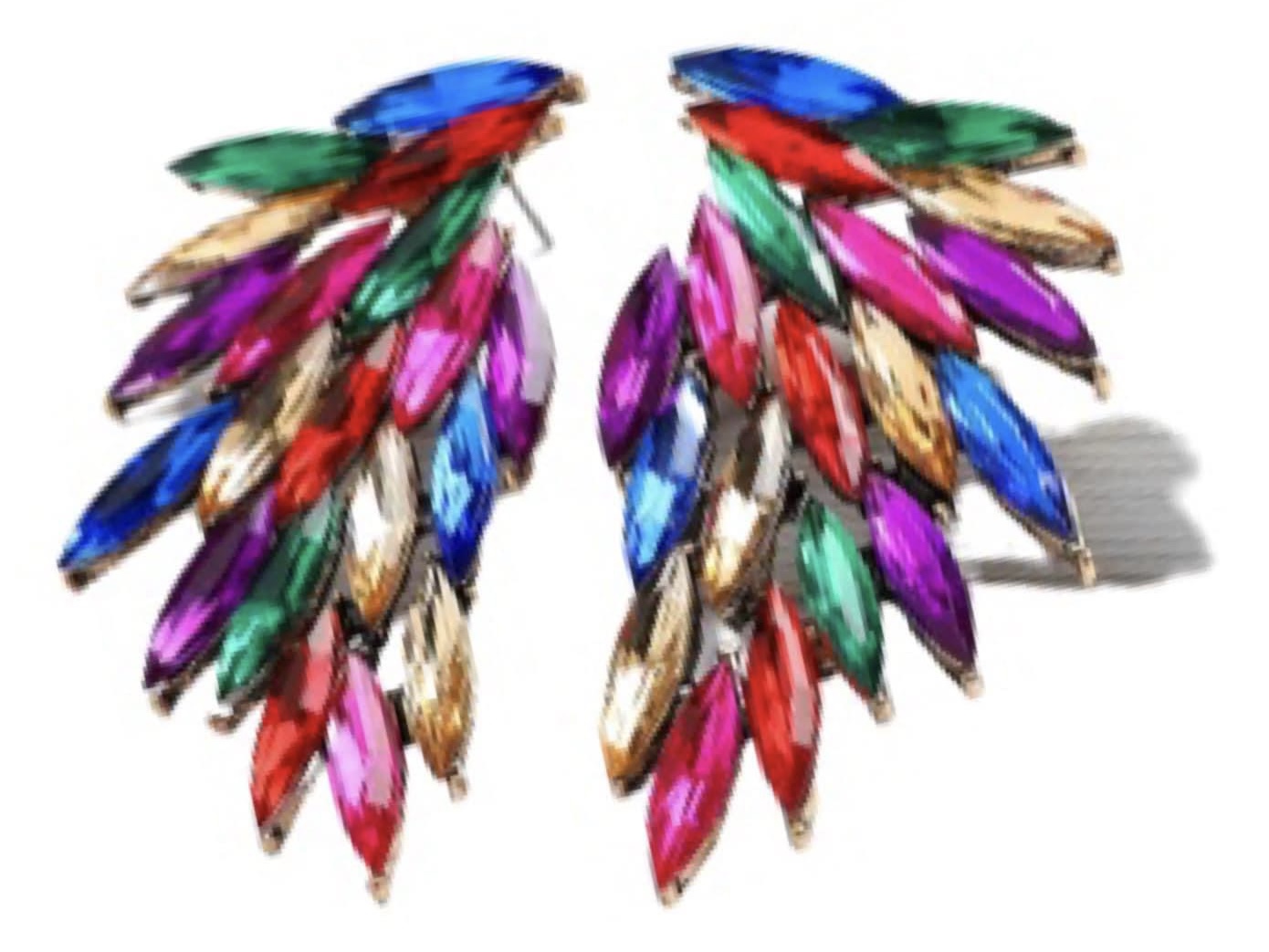 Multicolor Angel Wings Stud Cluster Earrings
