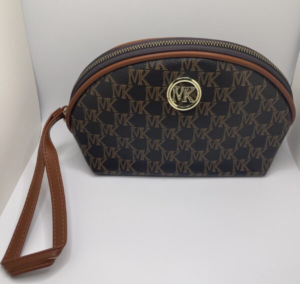 Brown Pattern Wristlet Clutch