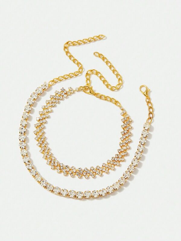 Gold Double Layer Rhinestone Anklet