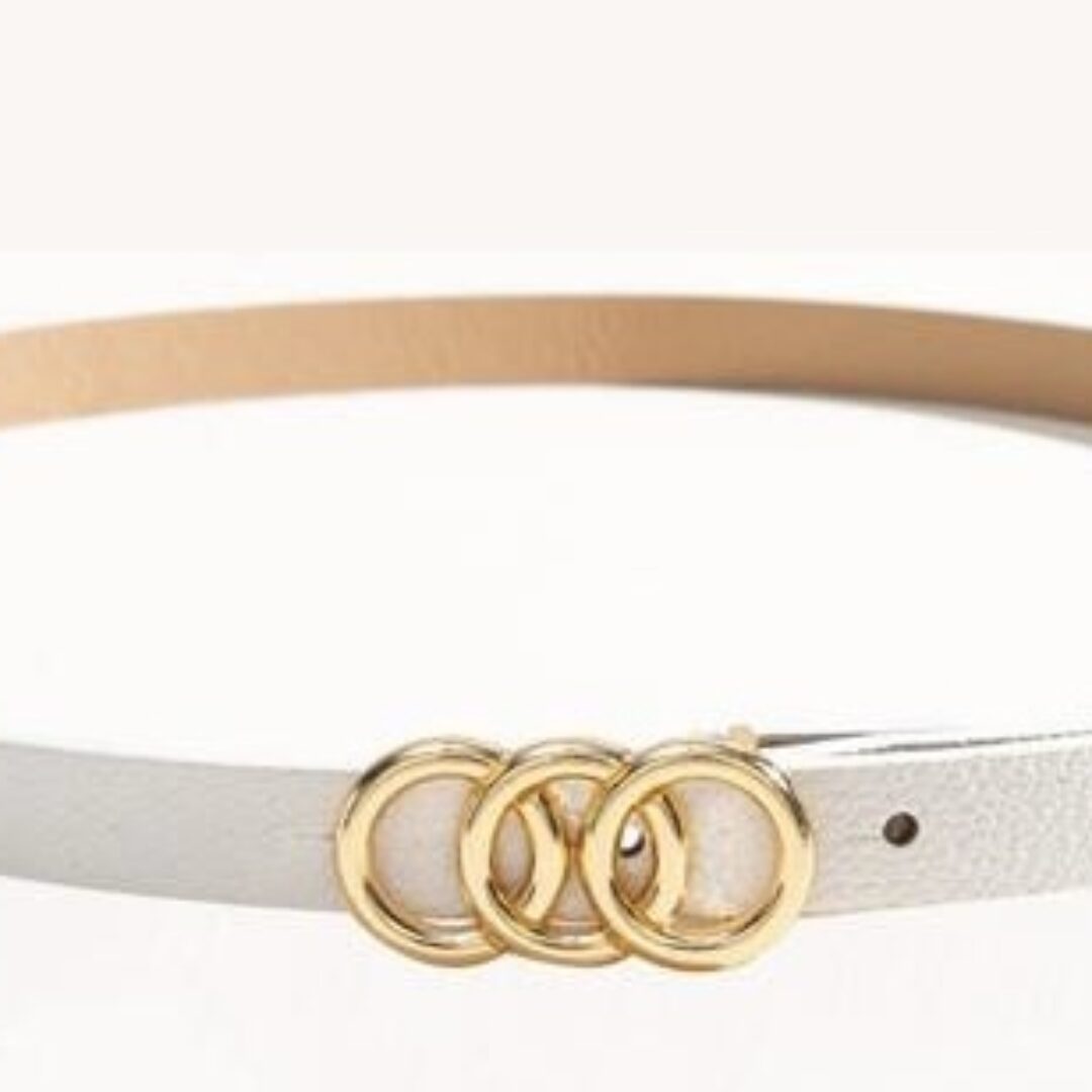 Circle Buckle White Belt